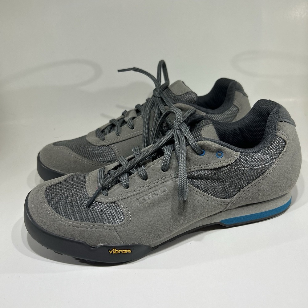 Giro Petra VR Women's Mountain Bike Shoes Gray Blue SPD Vibram Sz 8.5